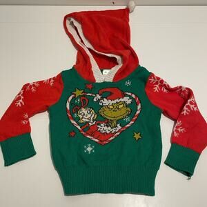 Dr Seuss Grinch & Cindy Lou Who Ugly Christmas Sweater Hoodie Size 12 Months